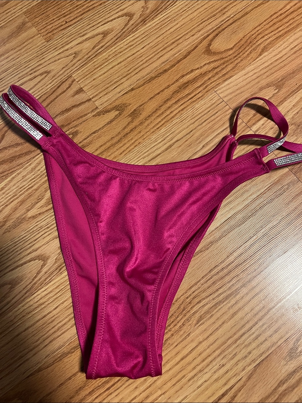 Victoria's Secret Fuchsia Bikini Bottom with Rhinestone Straps